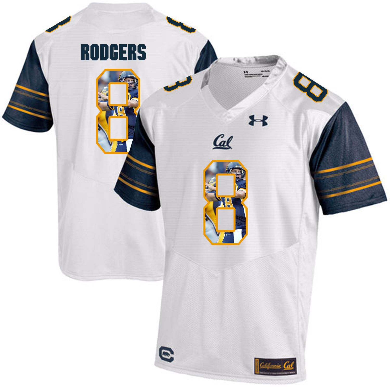 Men California Golden Bears #8 Aaron Rodgers White Customized NCAA Jerseys